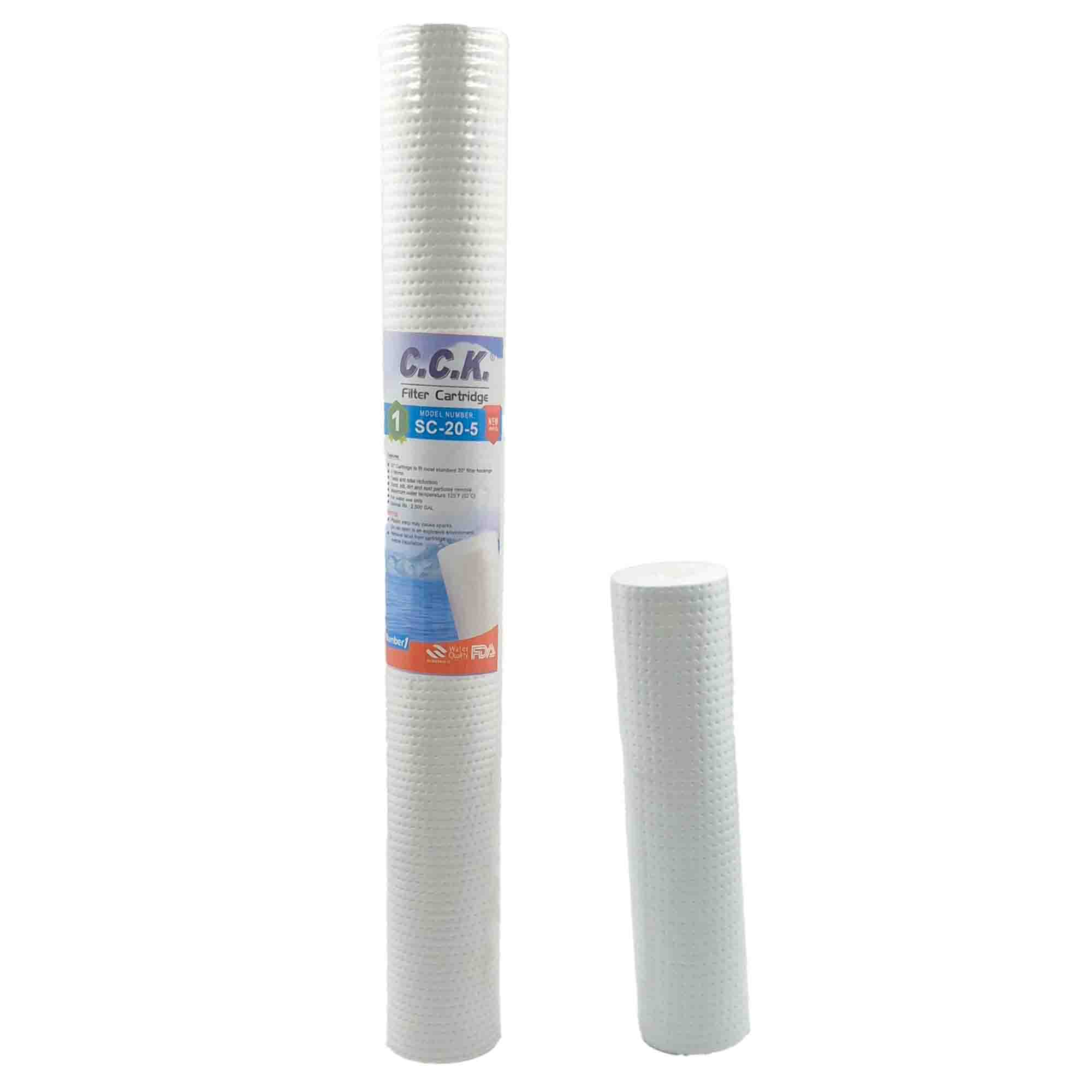 فیلتر 20 اینچ لاغر PP برند C.C.K | فیلتر رسوب‌گیر تصفیه آب