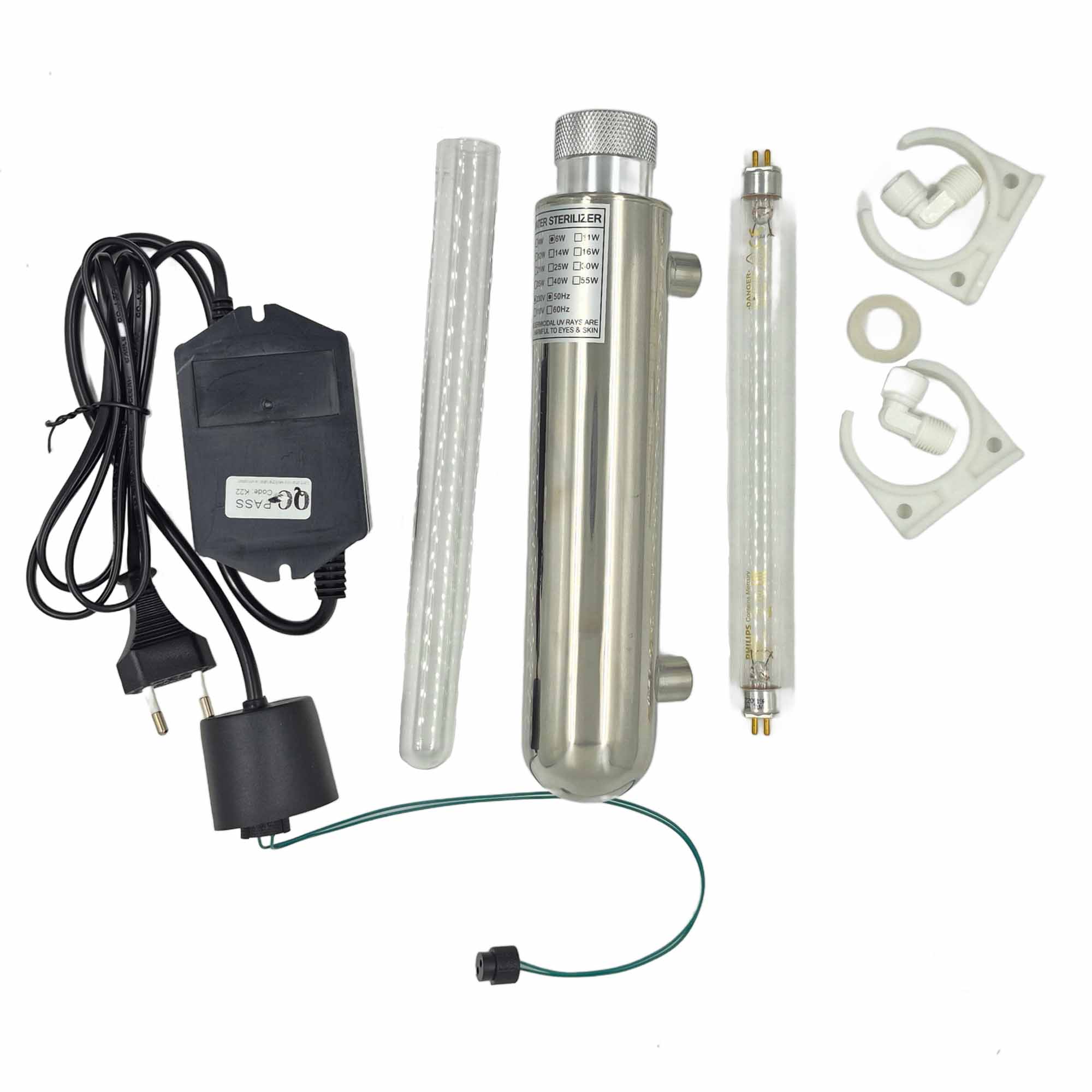 دستگاه استریلایزر UV آب مدل 6W | گندزدایی و میکروب‌زدایی با لامپ Philips و بدنه استیل