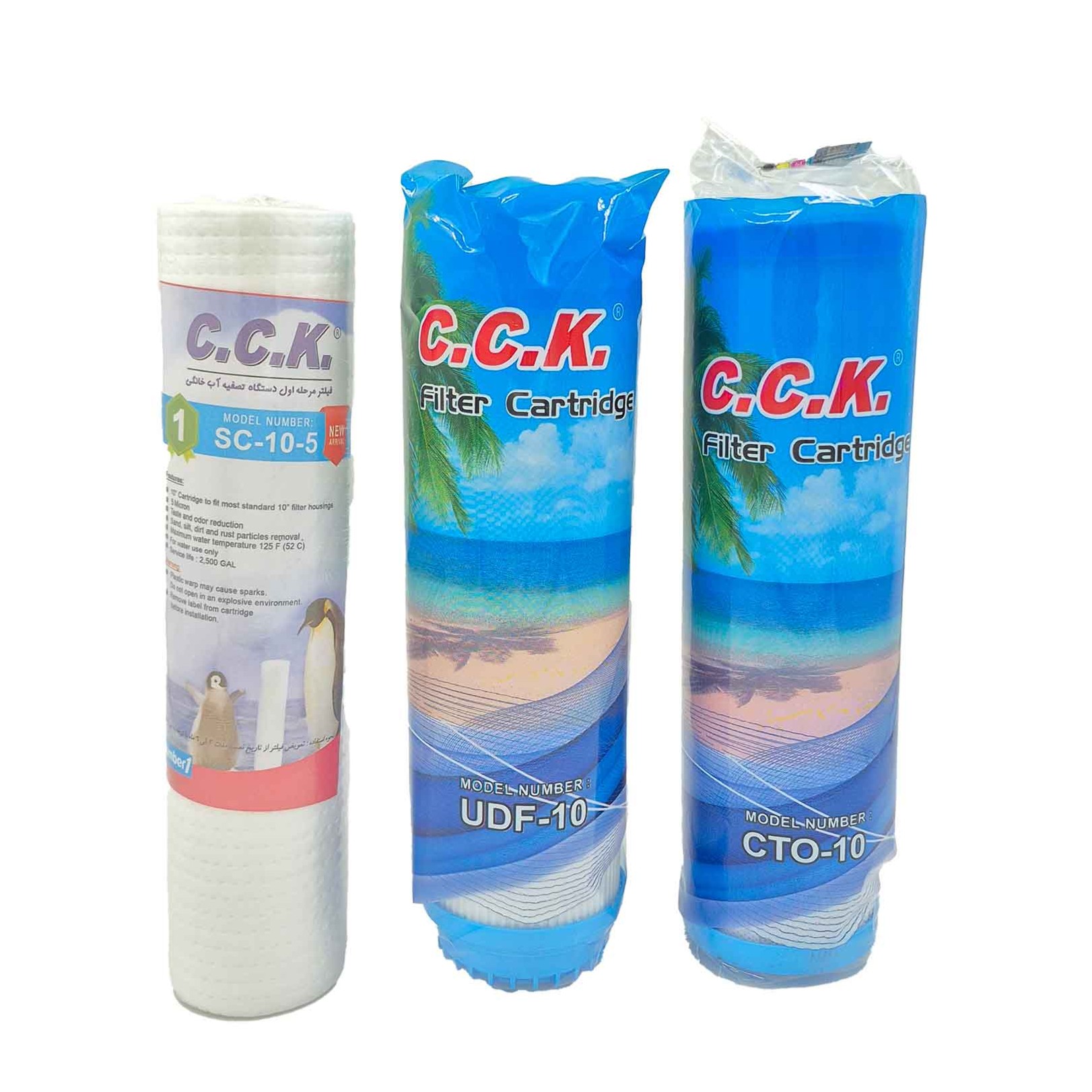 پک فیلتر تصفیه آب C.C.K (10 اینچ) | زغال پسته‌ گیاهی + فیلتر PP (حداقل 25 عدد)